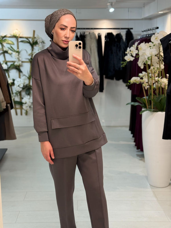 Scuba Set met Hoge Kraag Antraciet