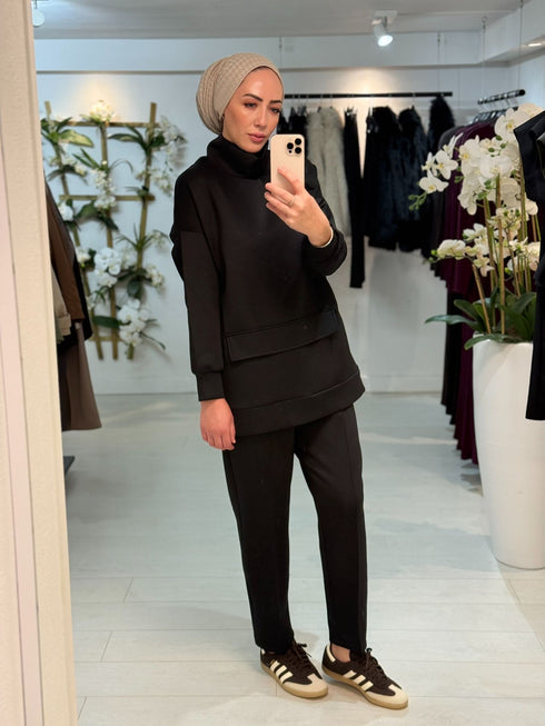 Scuba Set met Hoge Kraag Zwart