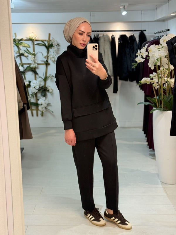 Scuba Set met Hoge Kraag Zwart