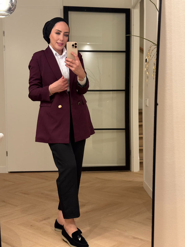 Golden Button Blazer Burgundy