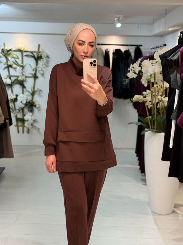 Scuba Set met Hoge kraag Bruin