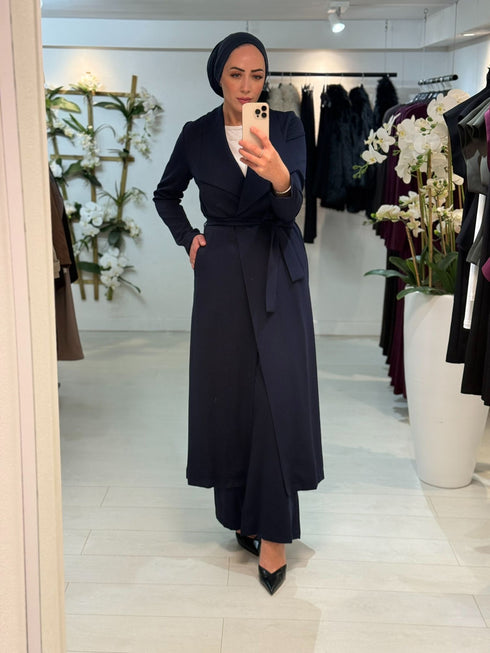 Long Coat Set Marineblauw
