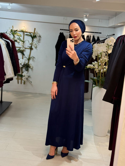 Twist Dress Marineblauw (ook grote maten)