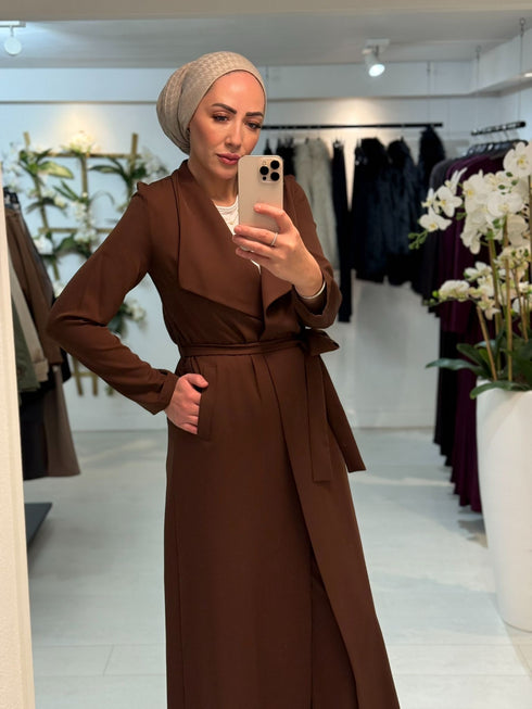 Long Coat Set Donkerbruin