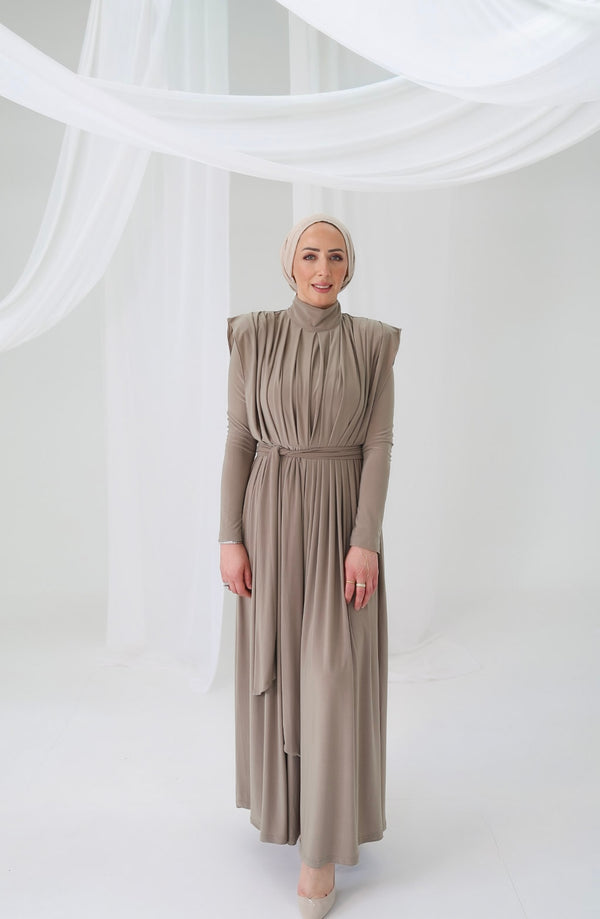 Pleated Dress Beige