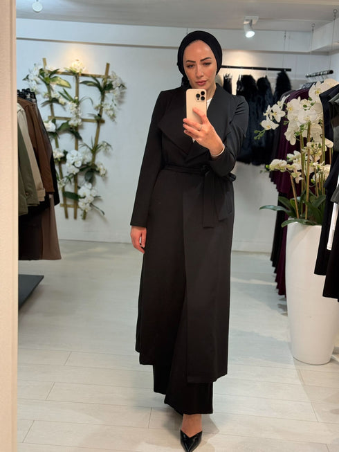 Long Coat Set Zwart