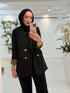 Golden Button Blazer Zwart