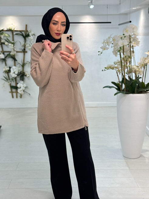 Trui met Ritsdetail Powder Pink