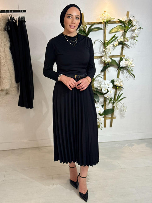 Plissé Jurk Zwart