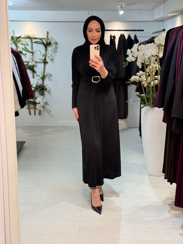 Golden Detail Dress Zwart