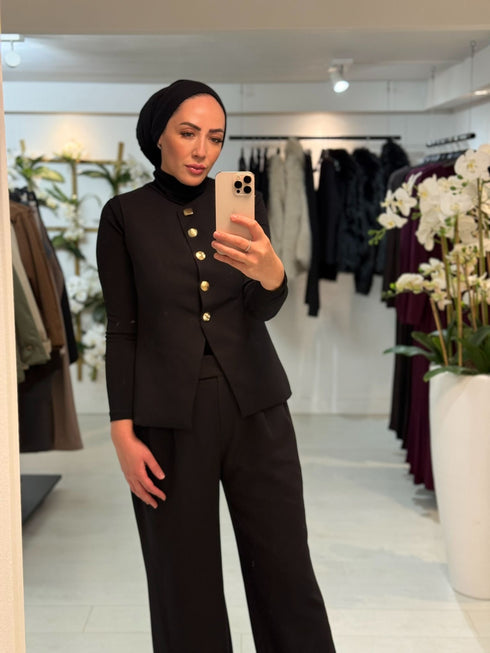 Gilet met Gouden Knopen Zwart