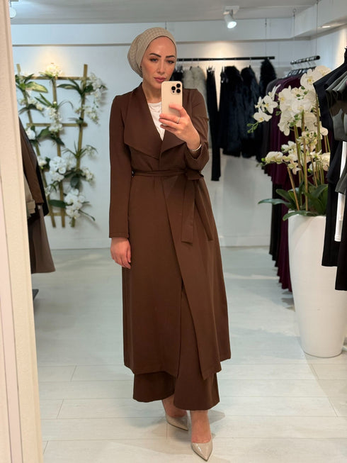 Long Coat Set Donkerbruin