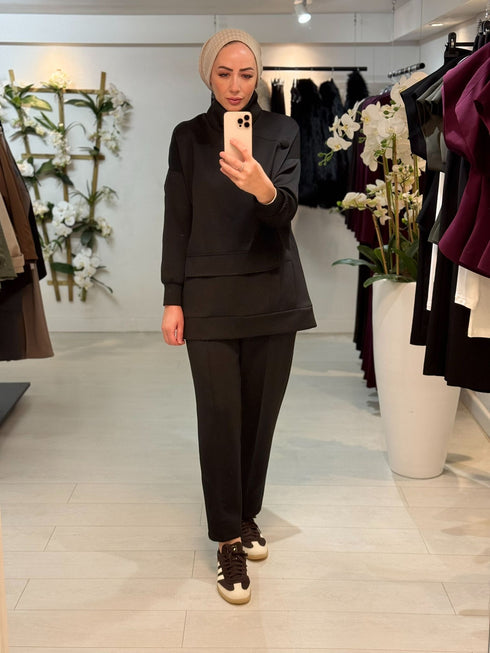 Scuba Set met Hoge Kraag Zwart