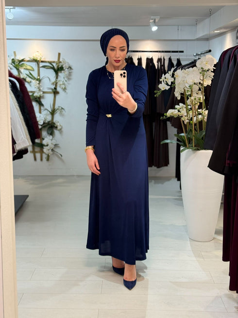 Twist Dress Marineblauw (ook grote maten)