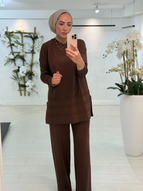 Tricot Set Koffiebruin