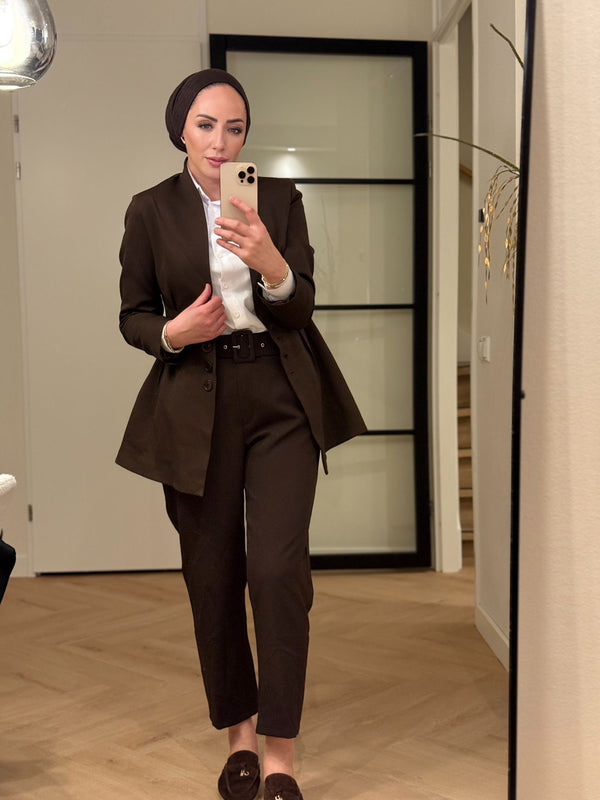 Getailleerde Blazer Koffiebruin