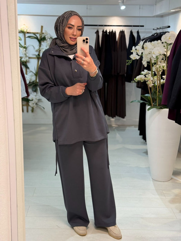 Side Tie Set Antraciet