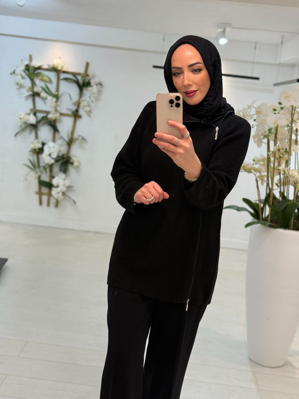 Trui met Ritsdetail Zwart