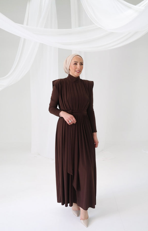 Pleated Dress Brown