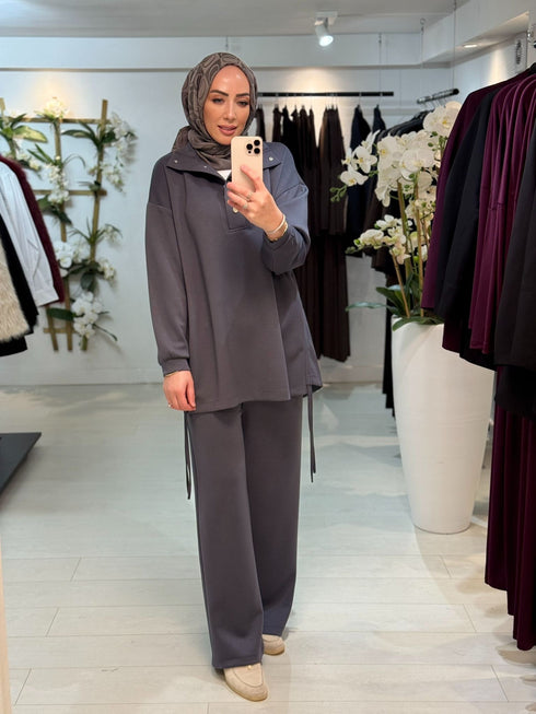 Side Tie Set Antraciet