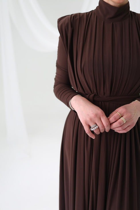 Pleated Dress Brown