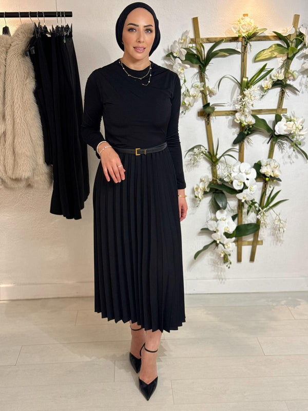 Plissé Jurk Zwart