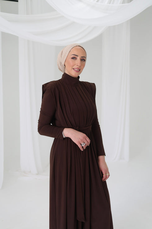 Pleated Dress Brown