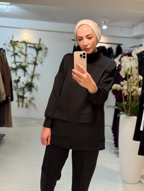 Scuba Set met Hoge Kraag Zwart