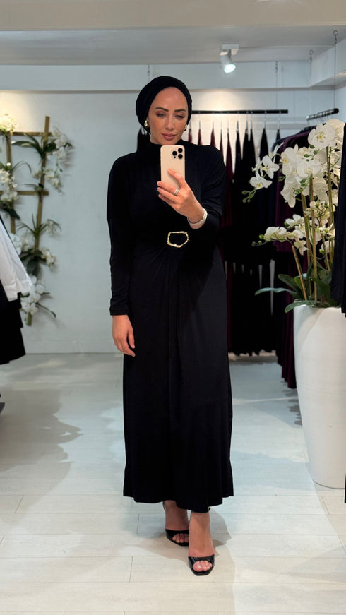 Golden Detail Dress Zwart