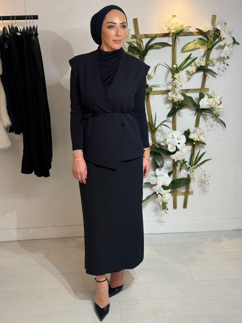 Gilet met Ceintuur Zwart